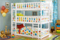 Lydia Triple Bunk Bed White Wooden High Sleeper Kids Bunk Bed, Solid Rubberwood
