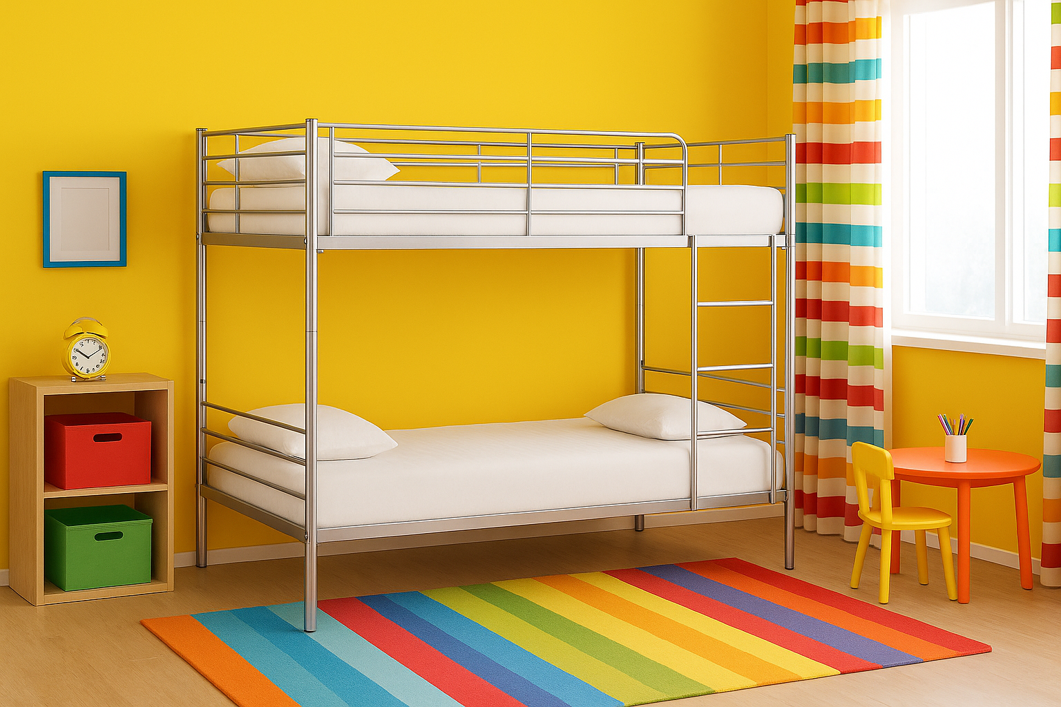 Metal bunk bed with mesh base
