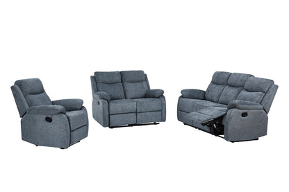 Dexter 3 Piece Recliner Sofa Set 1 2 3 Seater Fabric Manual Settee 3 Colours