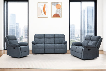 Dexter 3 Piece Recliner Sofa Set 1 2 3 Seater Fabric Manual Settee 3 Colours