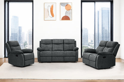 Dexter 3 Piece Recliner Sofa Set 1 2 3 Seater Fabric Manual Settee 3 Colours