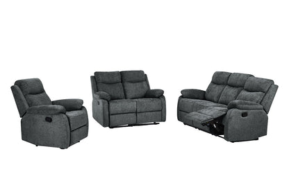 Dexter 3 Piece Recliner Sofa Set 1 2 3 Seater Fabric Manual Settee 3 Colours