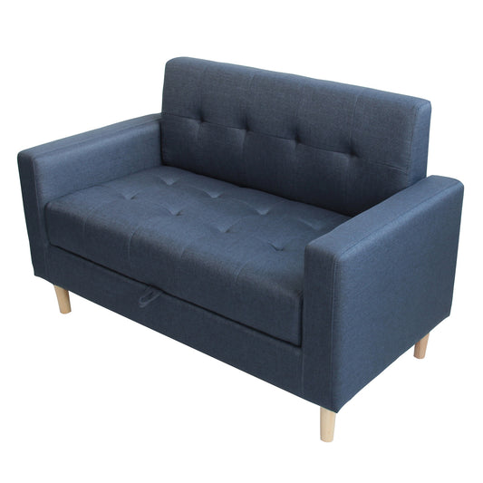 Compact Smart 2-Seater Sofa with Hidden Storage & Wooden Legs – Light or Dark Grey