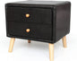 Modern Bedside Table with 2 Storage Drawers | PU Leather & Wood Nightstand