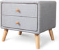 Modern Bedside Table with 2 Storage Drawers | PU Leather & Wood Nightstand