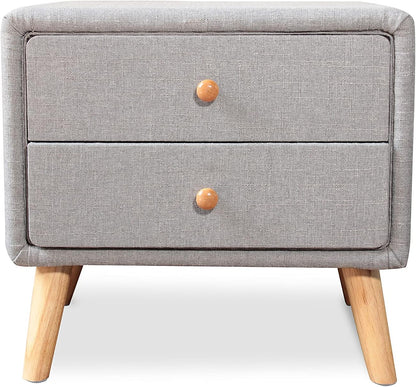 Modern Bedside Table with 2 Storage Drawers | PU Leather & Wood Nightstand