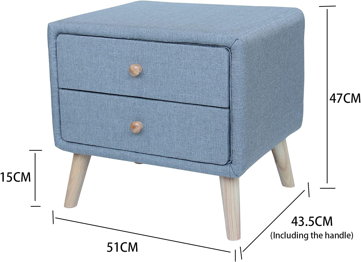 Modern Bedside Table with 2 Storage Drawers | PU Leather & Wood Nightstand