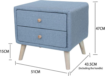 Modern Bedside Table with 2 Storage Drawers | PU Leather & Wood Nightstand