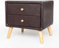 Modern Bedside Table with 2 Storage Drawers | PU Leather & Wood Nightstand