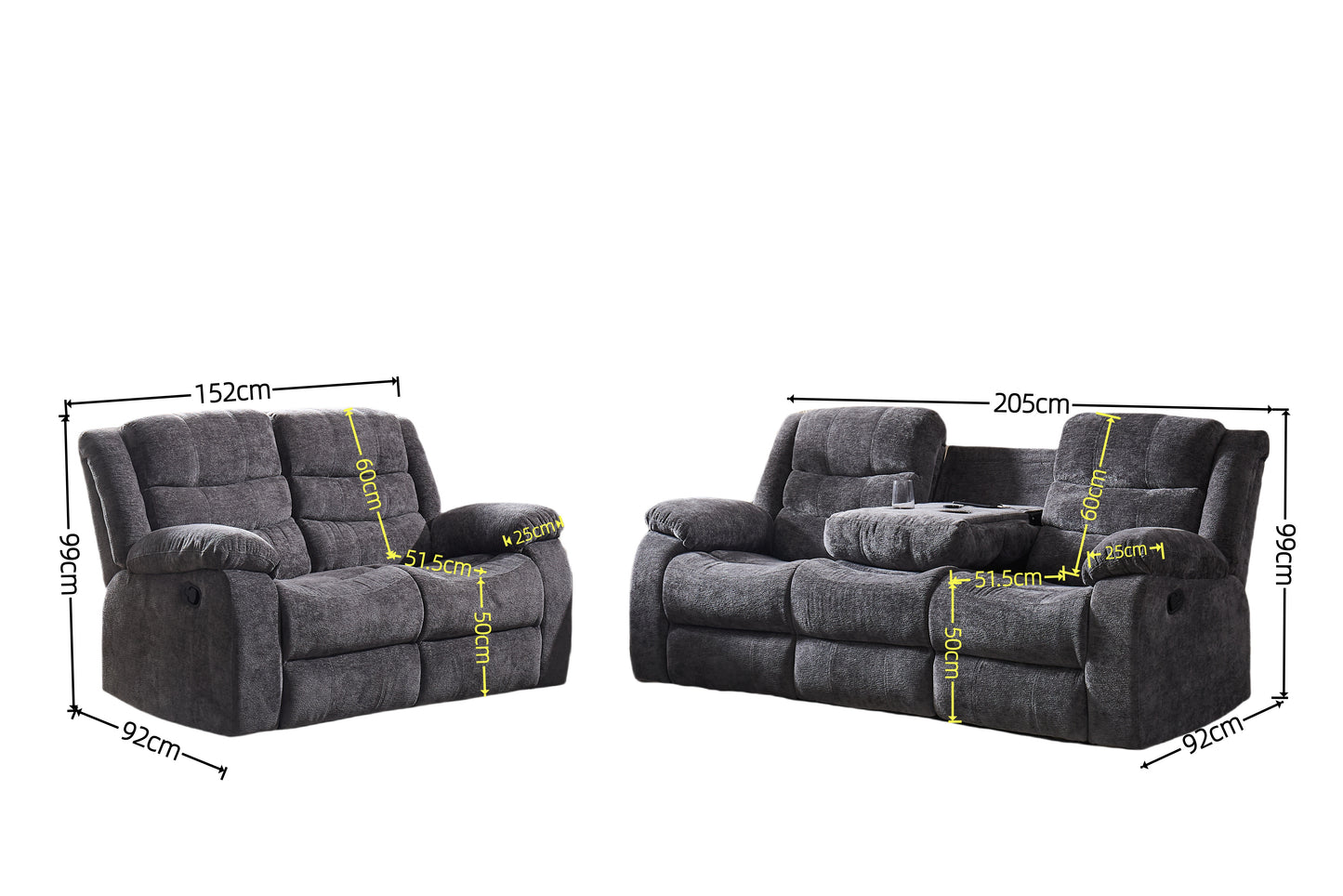 Roma Recliner Sofa with USB Charger & Cup Holders | Never Leave Your Seat