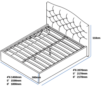 Willow Ottoman Gas Lift Storage Bed (Various Sizes)