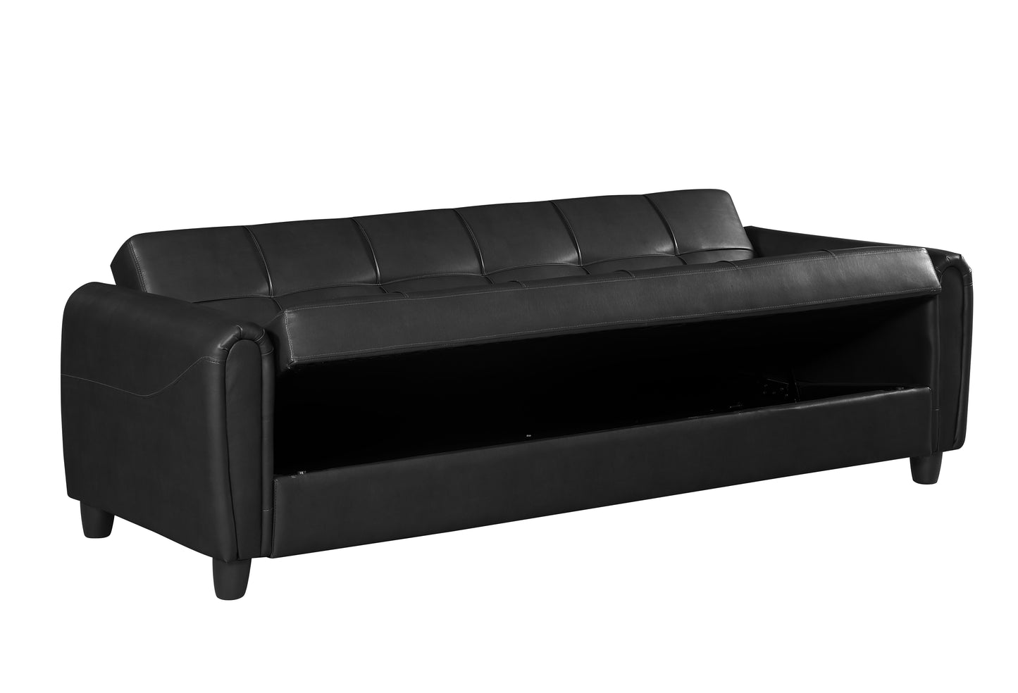 Zinc 3 Seater PU Leather Sofa Bed with Storage – Grey, Black & Brown