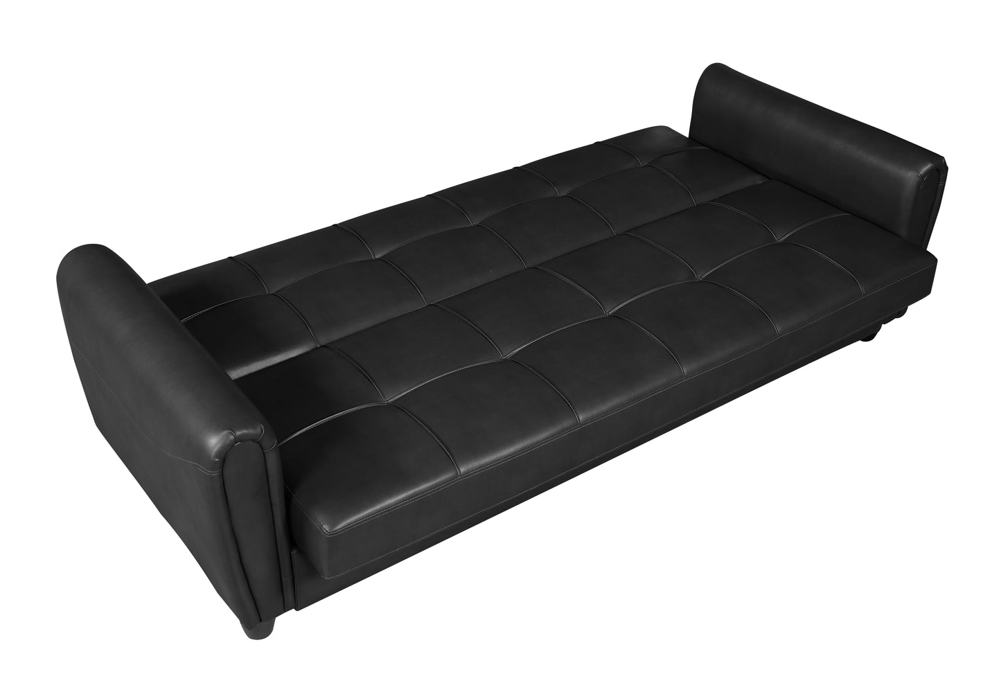 Zinc 3 Seater PU Leather Sofa Bed with Storage – Grey, Black & Brown