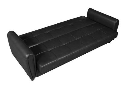 Zinc 3 Seater PU Leather Sofa Bed with Storage – Grey, Black & Brown