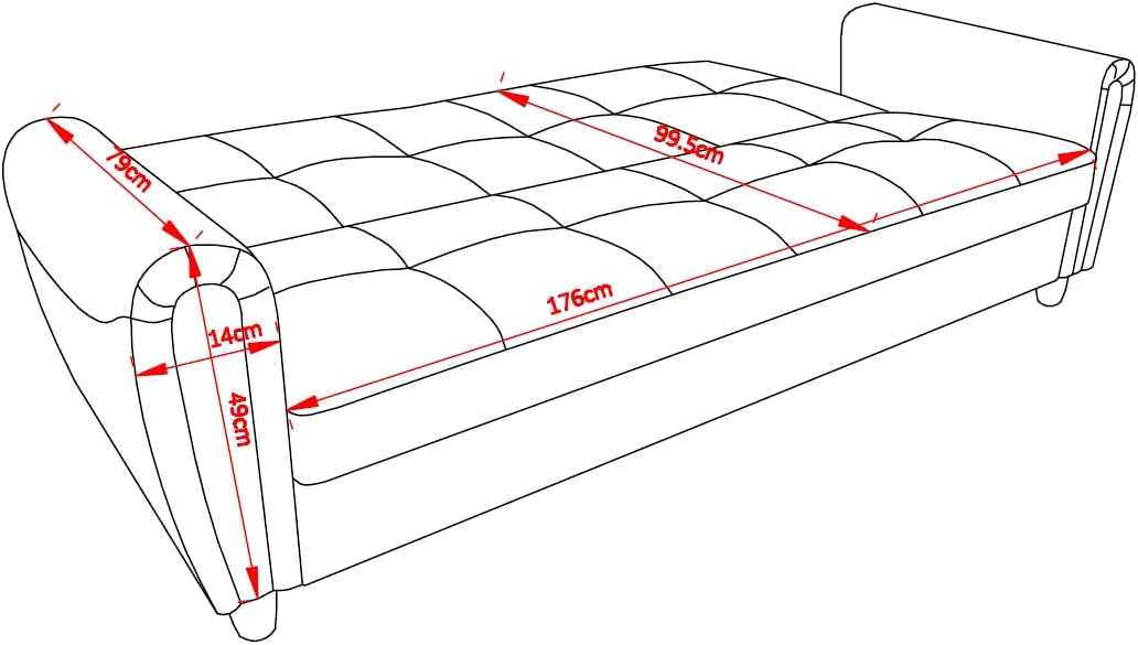 Zinc 3 Seater PU Leather Sofa Bed with Storage – Grey, Black & Brown
