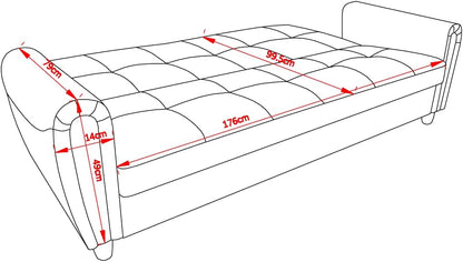 Zinc 3 Seater PU Leather Sofa Bed with Storage – Grey, Black & Brown