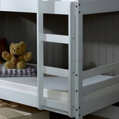 Durham White Wooden Bunk Bed – Splits into Two Singles | Space-Saving, Safe & Stylish for Kids’ Rooms