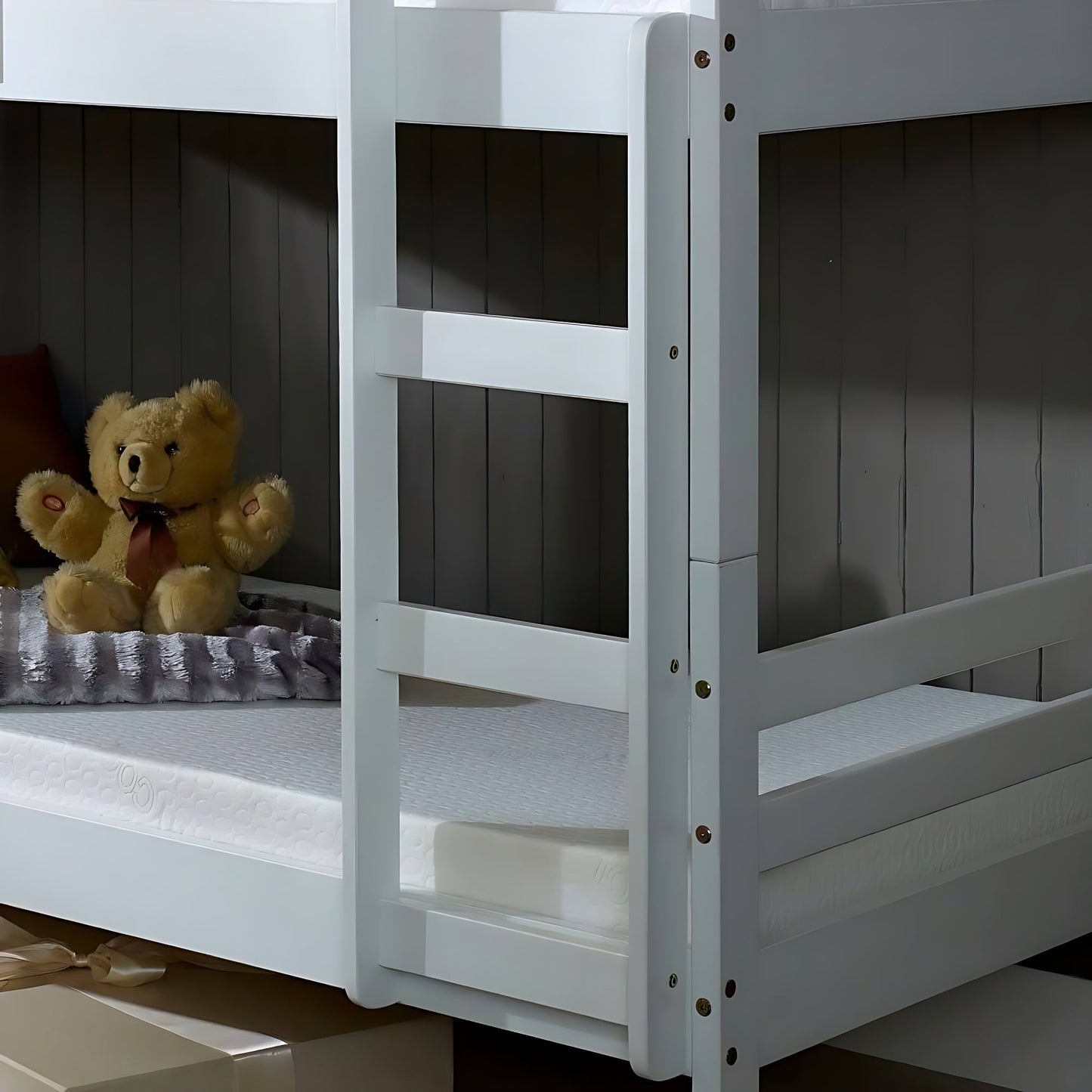 Durham White Wooden Bunk Bed – Splits into Two Singles | Space-Saving, Safe & Stylish for Kids’ Rooms