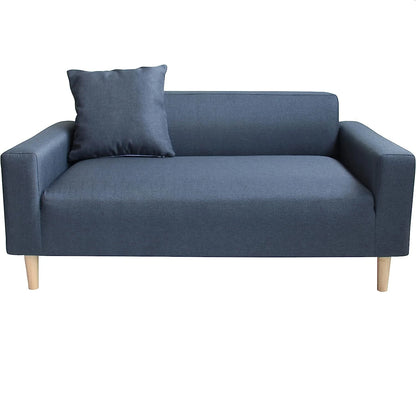 Compact Grey 2-Seater Sofa – Foldable Delivery, Wooden Legs & Linen-Style Fabric