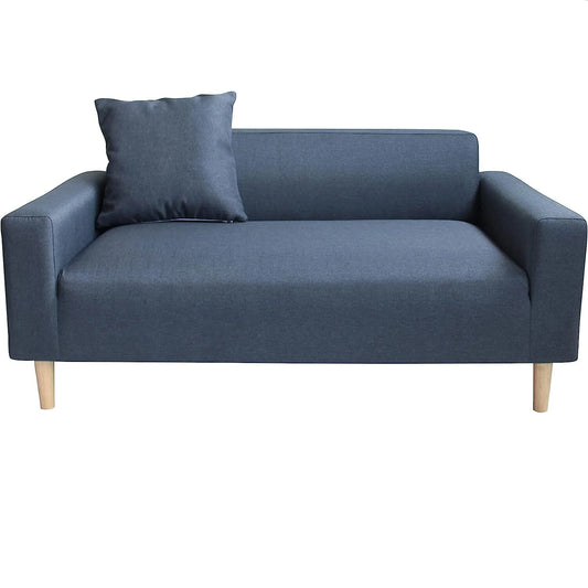 Compact Grey 2-Seater Sofa – Foldable Delivery, Wooden Legs & Linen-Style Fabric