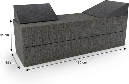 Double Floor Futon Stacking Mattress in Grey - Can Split into 2 Singles