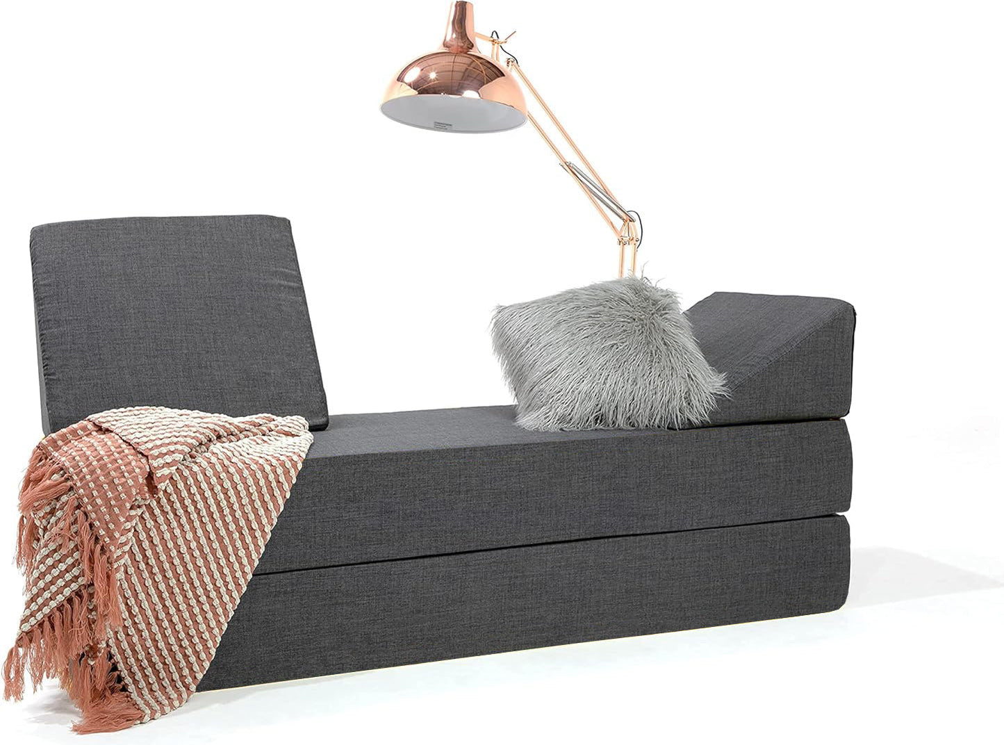 Double Floor Futon Stacking Mattress in Grey - Can Split into 2 Singles