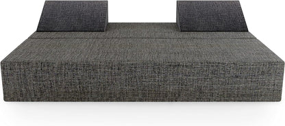 Double Floor Futon Stacking Mattress in Grey - Can Split into 2 Singles