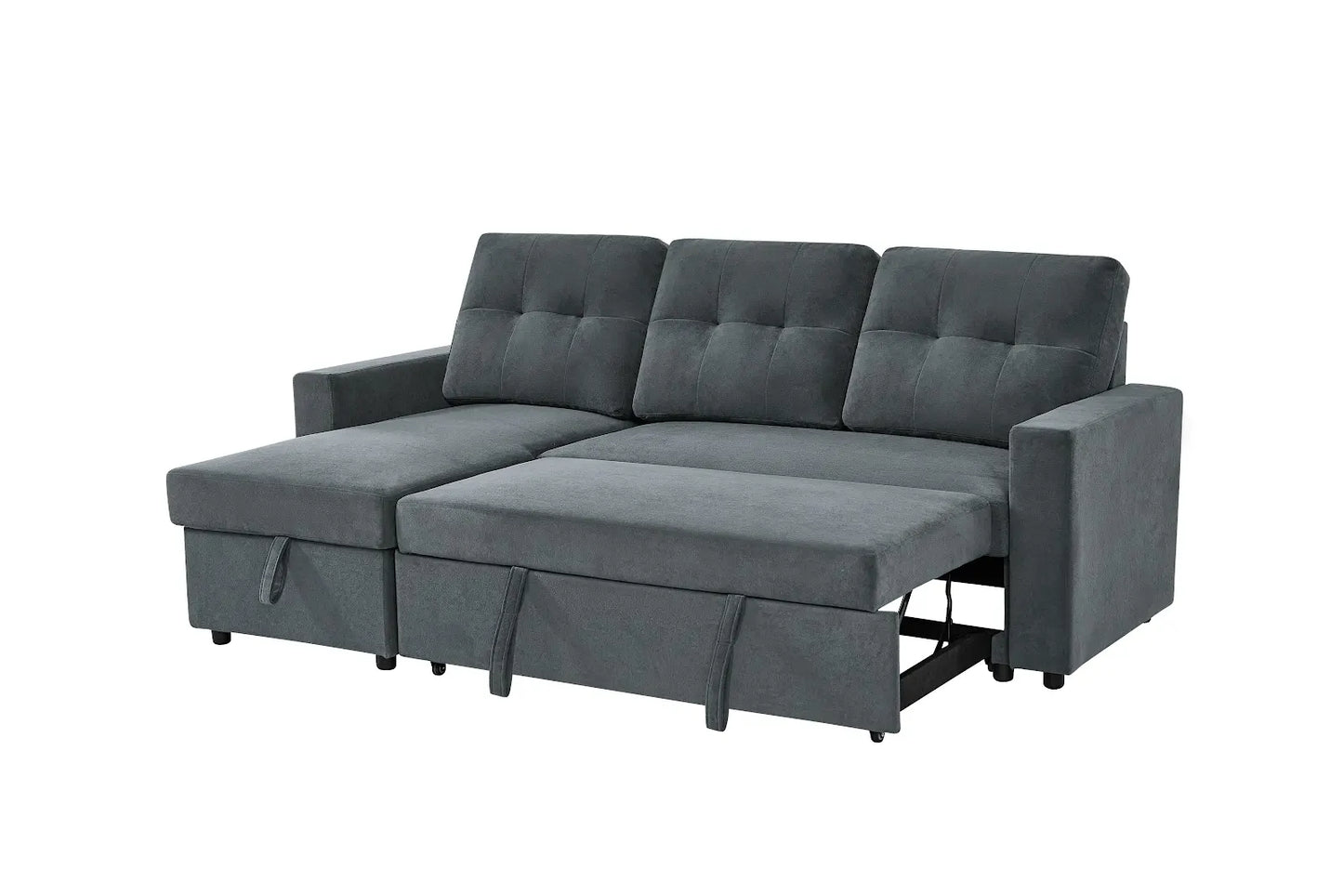 Reegan L-Shaped Corner Sofa Bed with Hidden Storage & Reversible Chaise – Grey or Brown