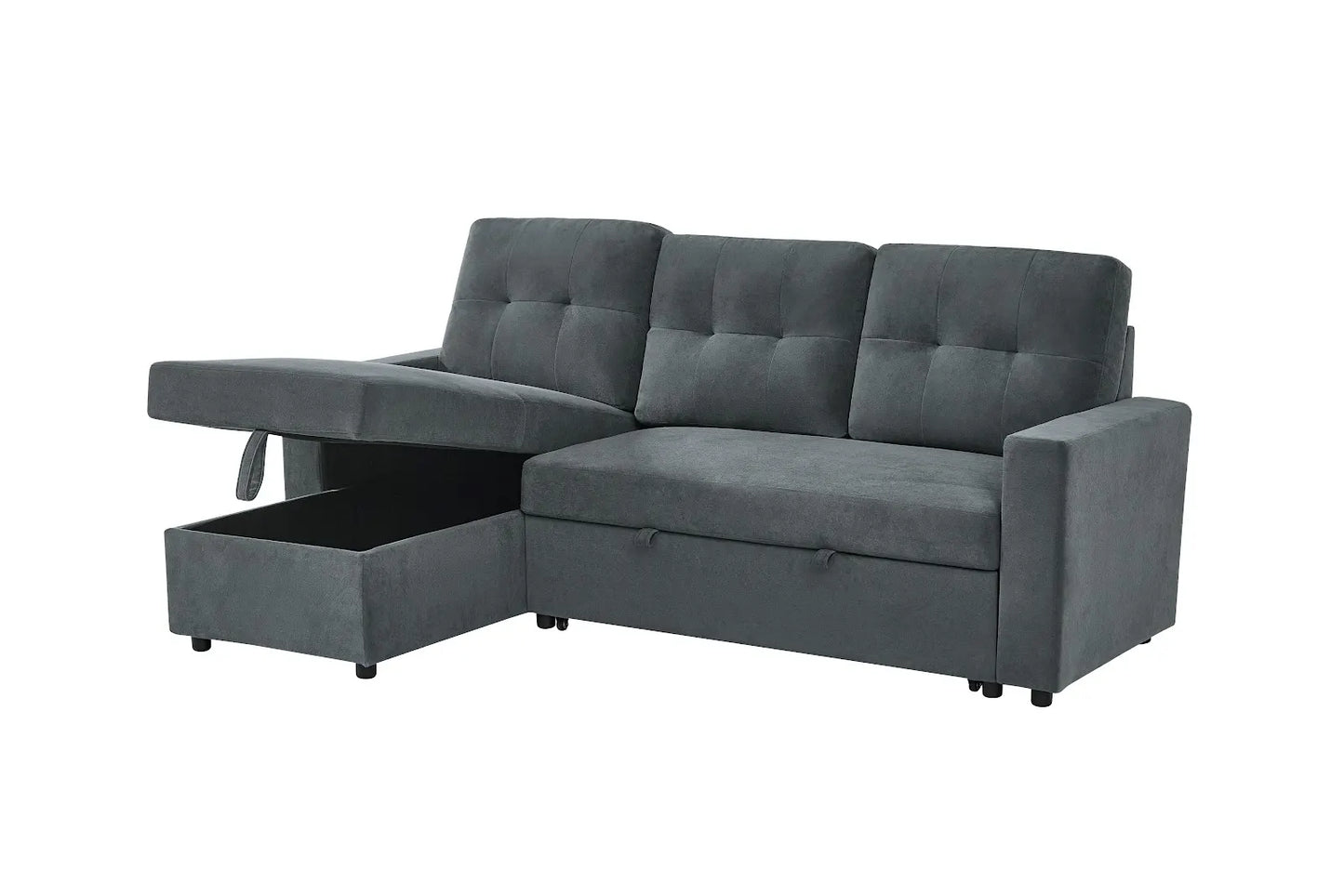 Reegan L-Shaped Corner Sofa Bed with Hidden Storage & Reversible Chaise – Grey or Brown