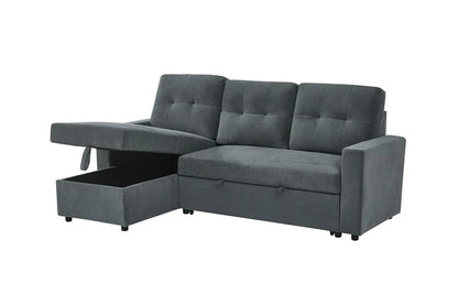 Reegan L-Shaped Corner Sofa Bed with Hidden Storage & Reversible Chaise – Grey or Brown