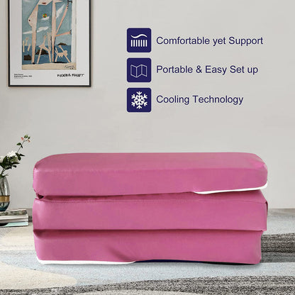 Kids Folding Faux Leather Futon Mattress - Multiple Colours Available