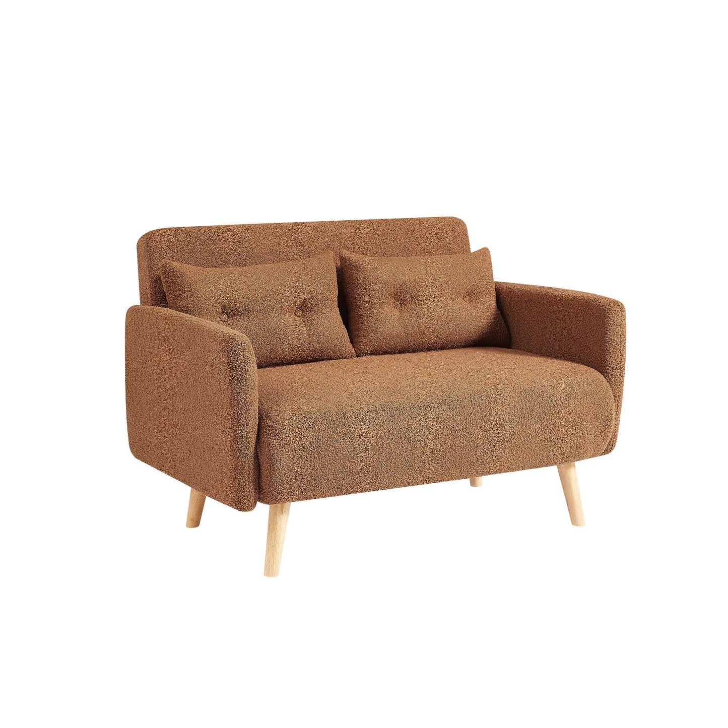 Roxy Modern 2-Seater Loveseat Sofa, Convertible Fold-out Sofabed, Borg Fabric