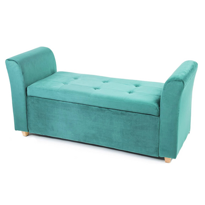 Emma Velvet Storage Bench Ottoman – Upholstered Seat with Hidden Lift-Up Storage