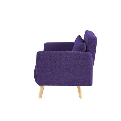 Roxy Modern 2-Seater Loveseat Sofa, Convertible Fold-out Sofabed, Borg Fabric