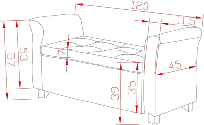 Emma Velvet Storage Bench Ottoman – Upholstered Seat with Hidden Lift-Up Storage