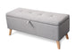 Grey Ottoman Storage Bench with Wooden Legs – Stylish Seating & Hidden Storage