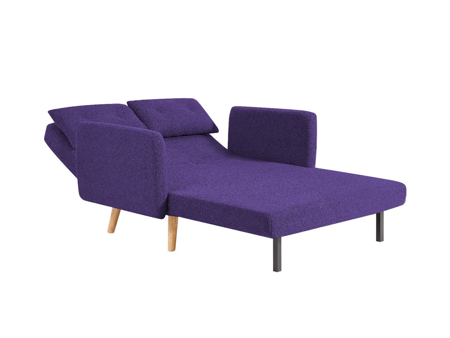 Roxy Modern 2-Seater Loveseat Sofa, Convertible Fold-out Sofabed, Borg Fabric