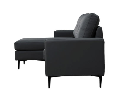 Elm PU Air Leather Corner Sofa with Movable Footstool – Modern L-Shape Comfort