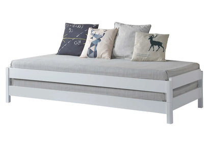 3-in-1 White Stacking Guest Bed -Converts to 2 Single Beds or Seat -Space Saving