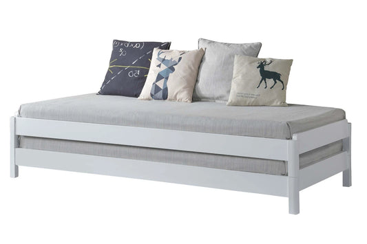 3-in-1 White Stacking Guest Bed -Converts to 2 Single Beds or Seat -Space Saving