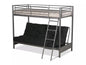 Filton Space-Saving Metal Futon Bunk Bed – 3FT Top & 4FT6 Futon – Sleek Silver