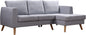 Ewan Grey L-Shaped 3-Seater Sofa with Right-Hand Chaise – Linen Fabric & Wooden Legs