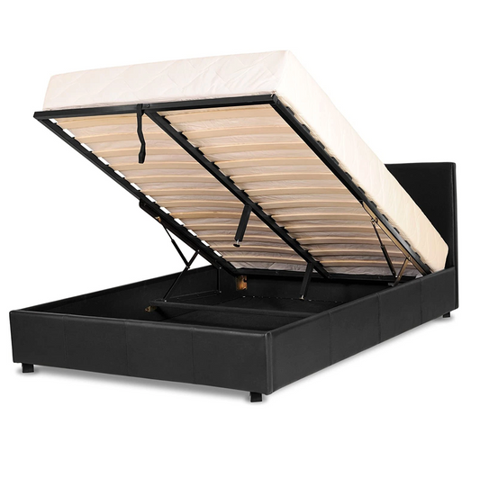 Prado Faux Leather Ottoman Storage Bed – Gas Lift Bed Frame – Brown or Black