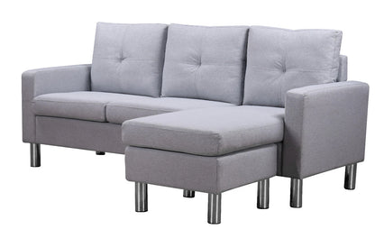 Elm PU Air Leather Corner Sofa with Movable Footstool – Modern L-Shape Comfort