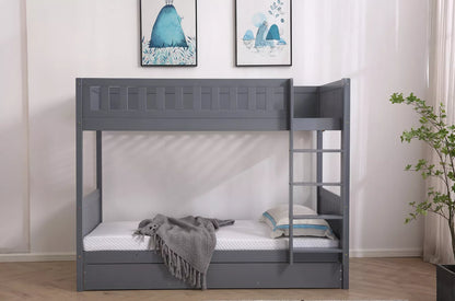 Domino Wooden Bunk Bed in Grey & White, Kids Bedroom Furniture, 2x 3FT Beds