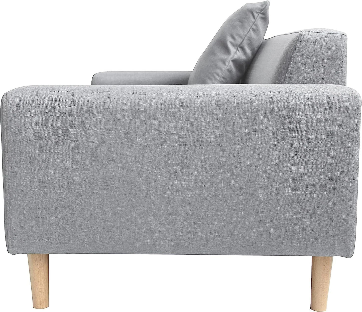 2-Seater Sofa in a Box - Compact w/Wooden Legs - Light/Dark Grey - Folds Flat