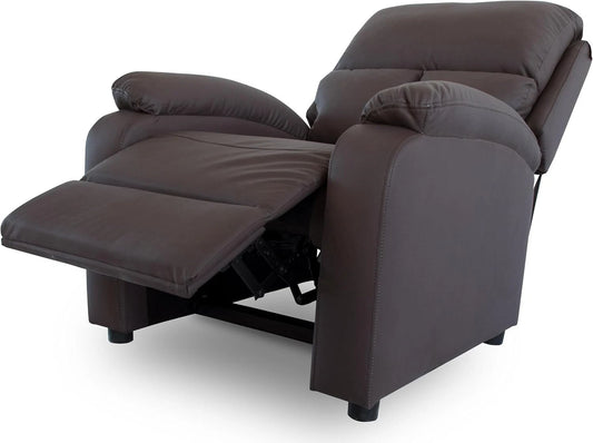 PU Leather Recliner Chair Black or Brown – Padded Armchair Lounge Seat