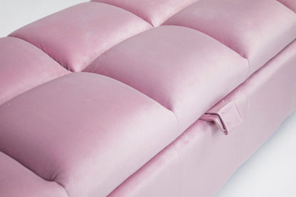 Coco Velvet Ottoman Storage Bench –  Padded Seat with Gold Legs & Hidden Storage