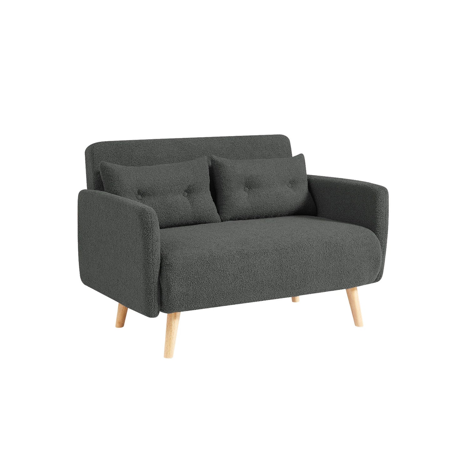 Roxy Modern 2-Seater Loveseat Sofa, Convertible Fold-out Sofabed, Borg Fabric