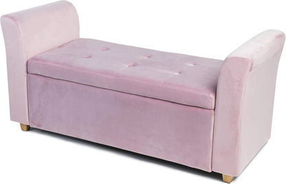 Emma Velvet Storage Bench Ottoman – Upholstered Seat with Hidden Lift-Up Storage
